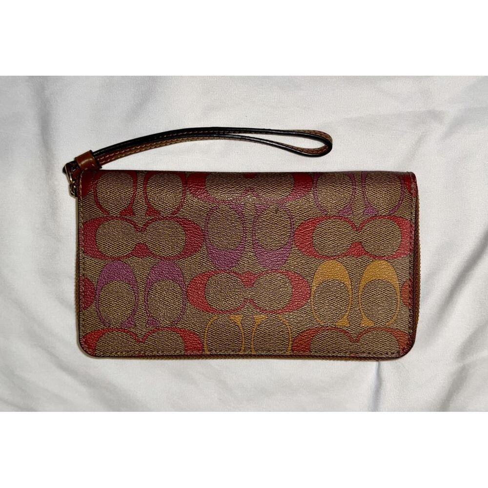 Coach Large Phone Wallet In Rainbow Signature Canvas C1872 - Picture 9 of 9